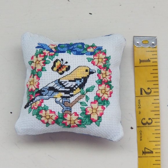 Handmade Goldfinch Cross-Stitch Pincushion - Picture 8 of 8